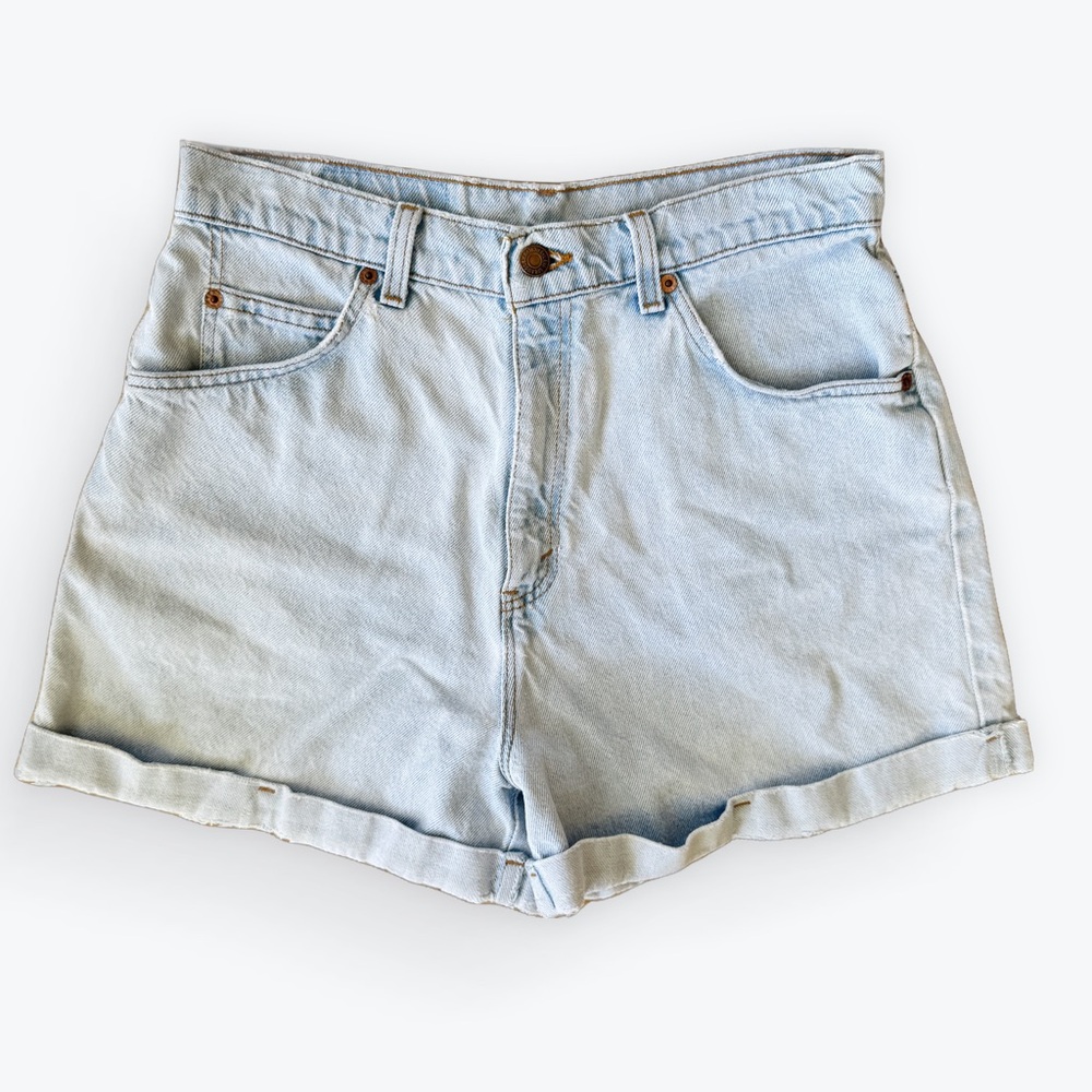 Levi Vintage Denim Shorts Orange tab perfectly faded blue jean shorts USA cotton